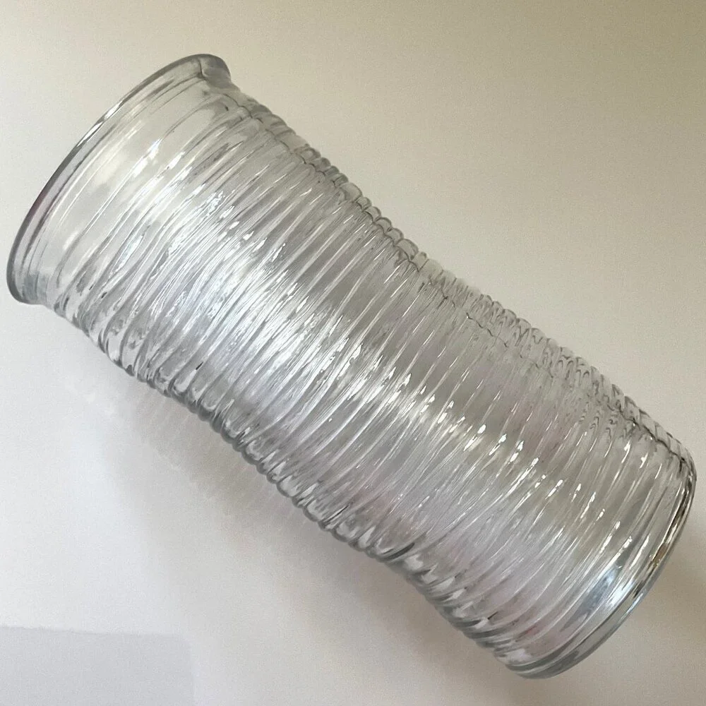 GLASS CONCAVED WAVY RIBBED VASE DIY